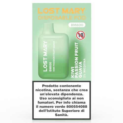Lost Mary BM600 Disposable Electronic Cigarette Kiwi Passion Fruit Guava 20mg/ml