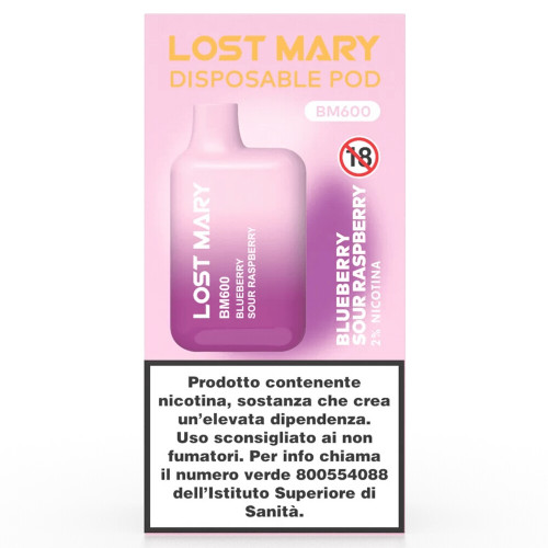 Lost Mary BM600 Sigaretta Elettronica Usa e Getta Blueberry Sour Raspberry 20mg/ml